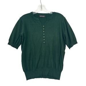 Mint Limit Green Knit Henley Short Sleeve Sweater Women’s Medium Estimated NWOT